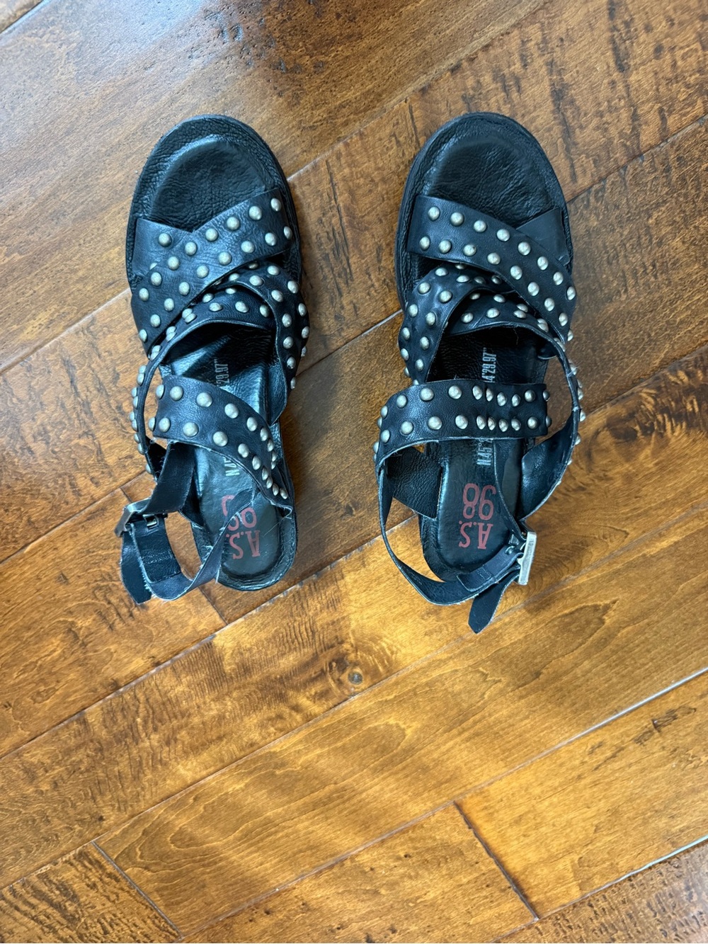 Kids Black Studded Platform Sandals - Picture 2 of 7